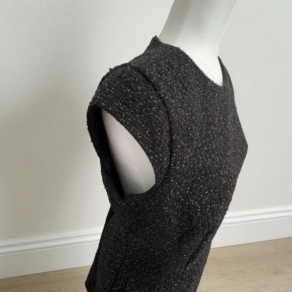 EUC Ann Taylor Black Shimmer Tweed Sheath Dress with Pockets | Size 10 Petite - Picture 5 of 11